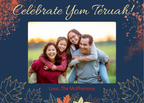 Yom Teruah - Coral and Gold Leaves