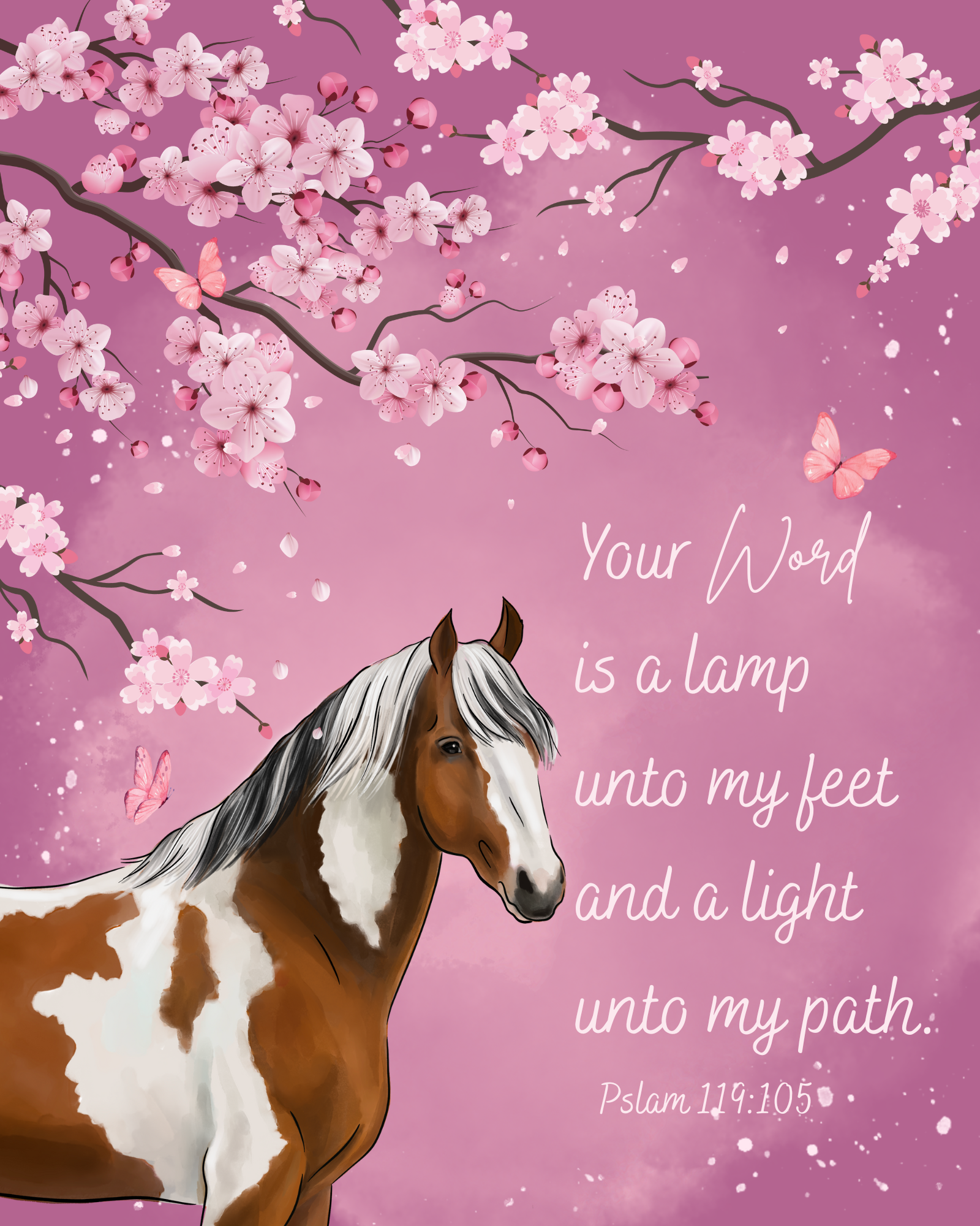 "Butterfly Horse Psalm 119:105" Fine Art Print