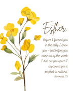 “Yellow Floral Jeremiah 1:5” Fine Art Print Customizable