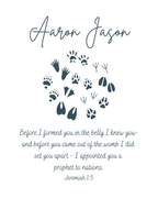 "Navy Animal Tracks Jeremiah 1:5” Fine Art Print Customizable