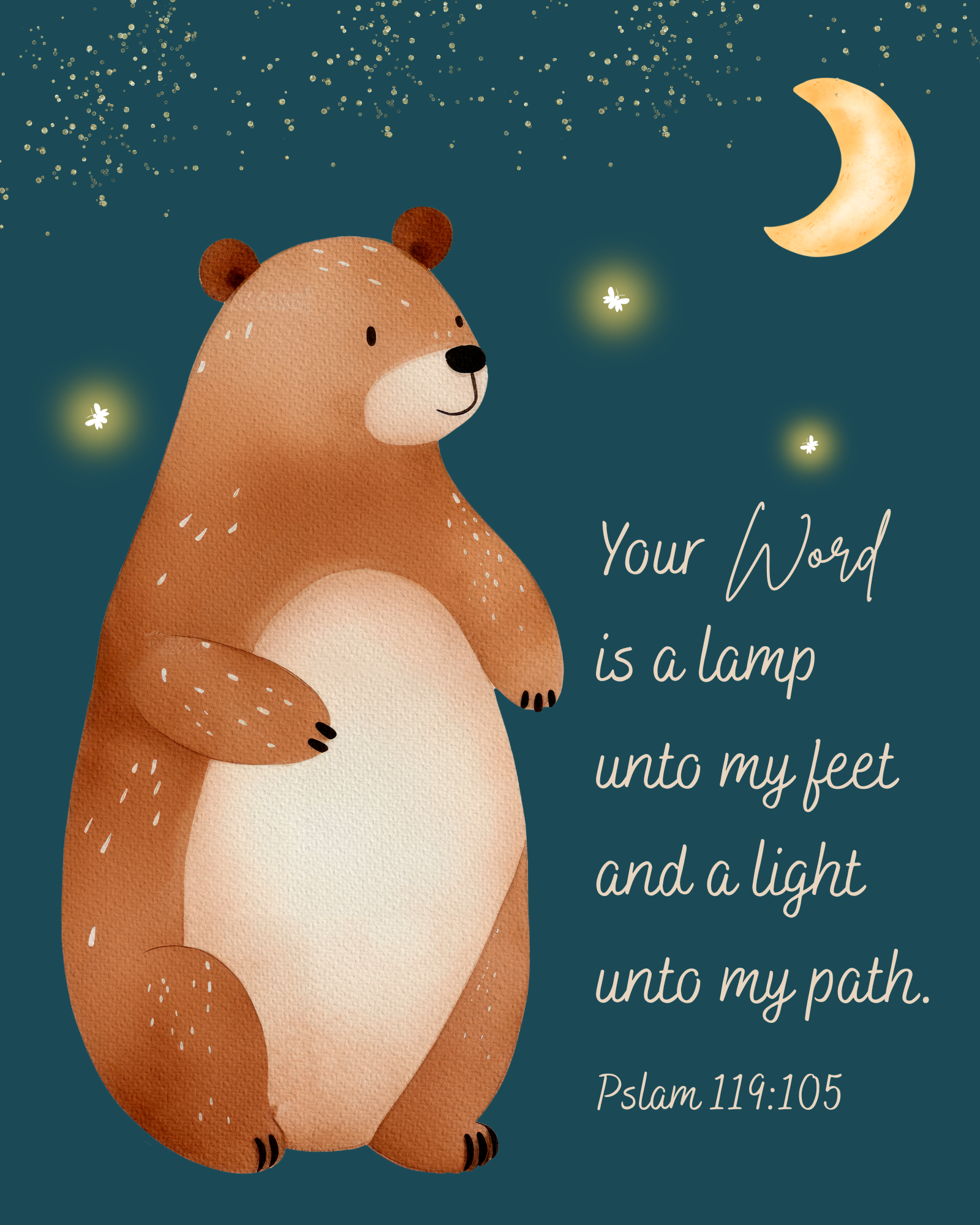 “Lightening Bugs and Bear Psalm 119:105” Fine Art Print