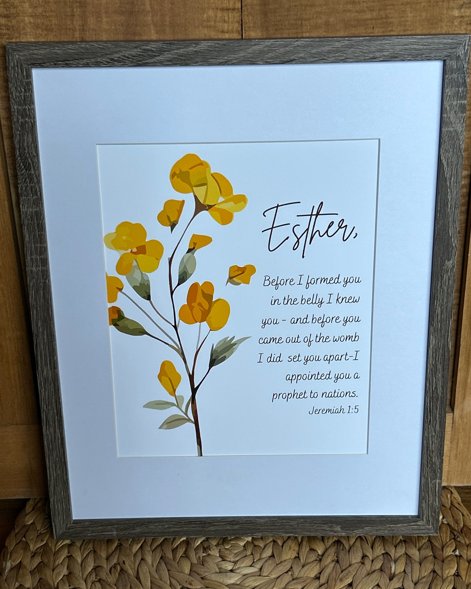 “Yellow Floral Jeremiah 1:5” Fine Art Print Customizable