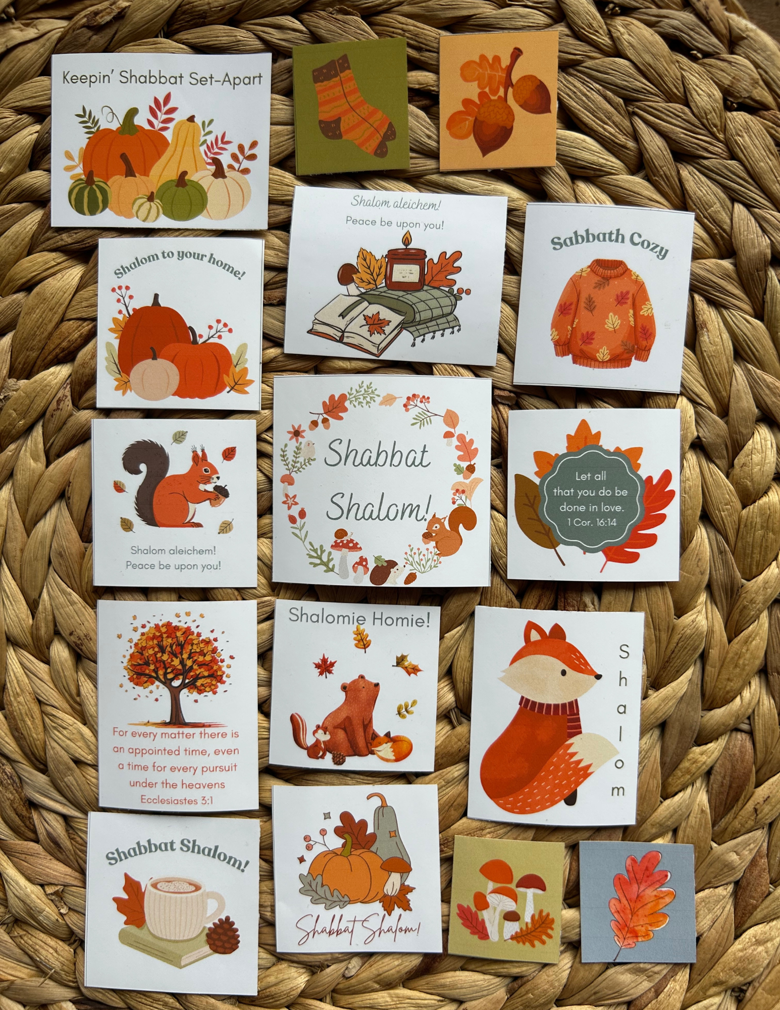 "Sabbath Autumn Forest Fun" Vinyl Stickers 42ct