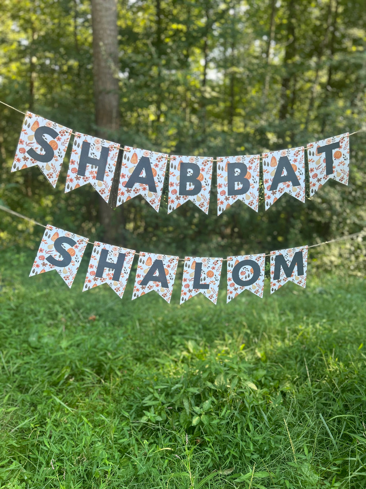 “Shabbat Shalom” Clean Autumn Navy Bunting Banner