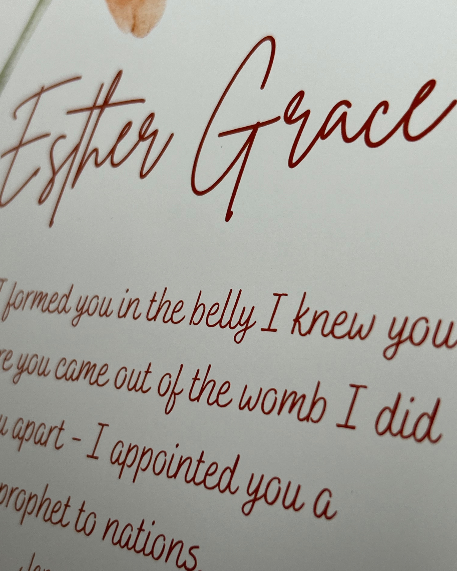 “Peach Floral Jeremiah 1:5” Customizable Fine Art Print