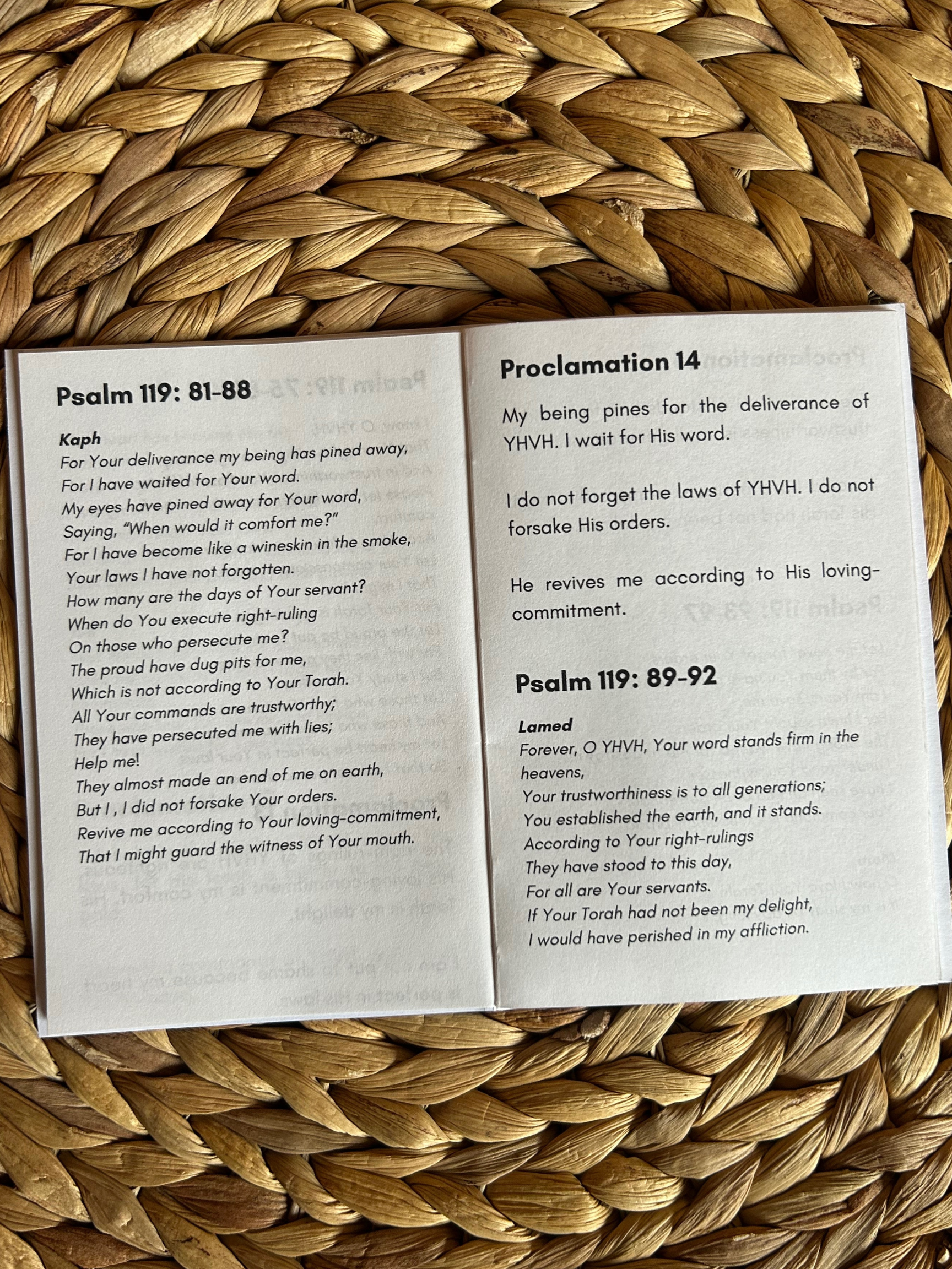 Hiding His Torah in My Heart: Proclamations from Psalm 119