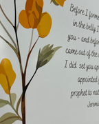 “Yellow Floral Jeremiah 1:5” Fine Art Print Customizable