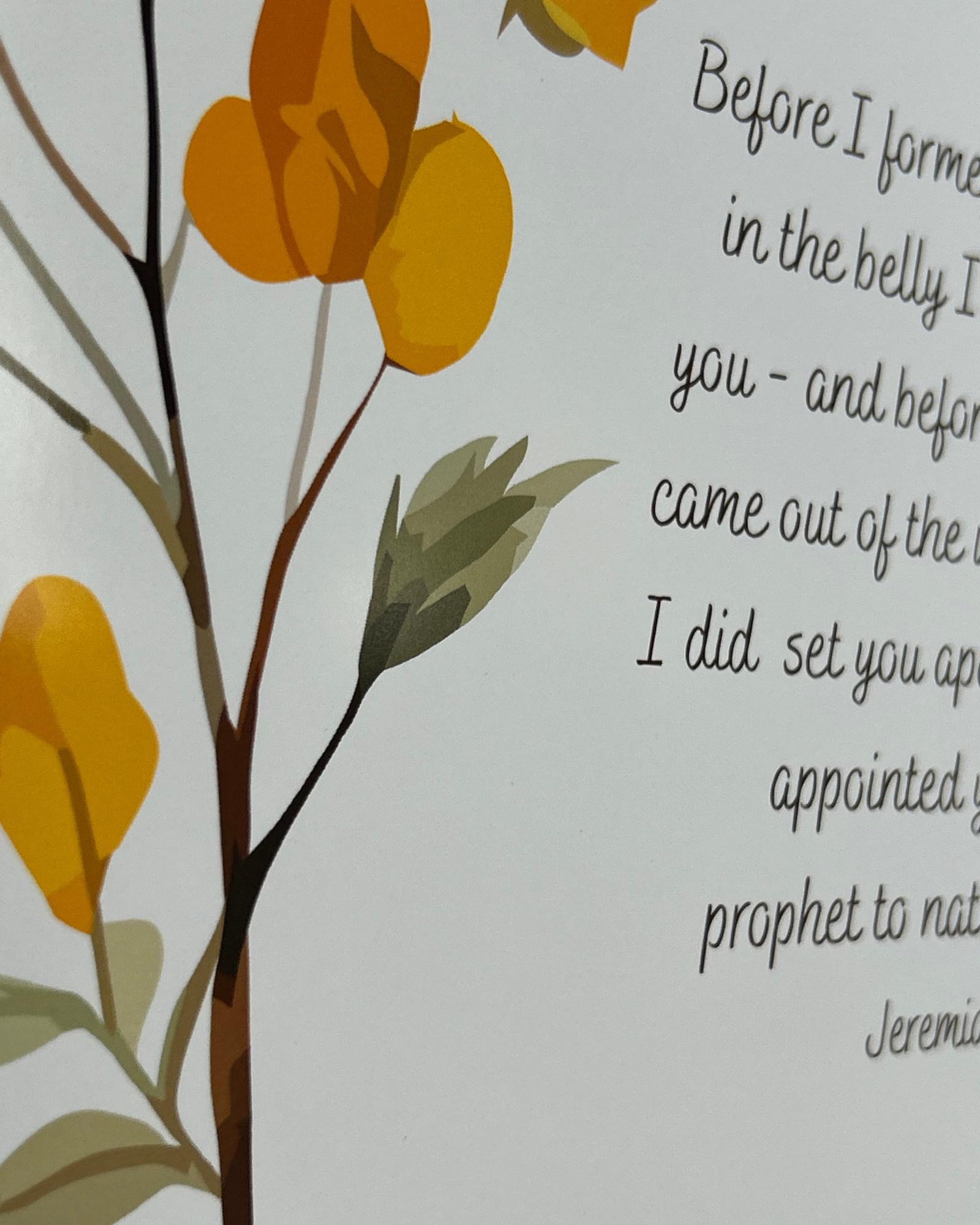 “Yellow Floral Jeremiah 1:5” Fine Art Print Customizable