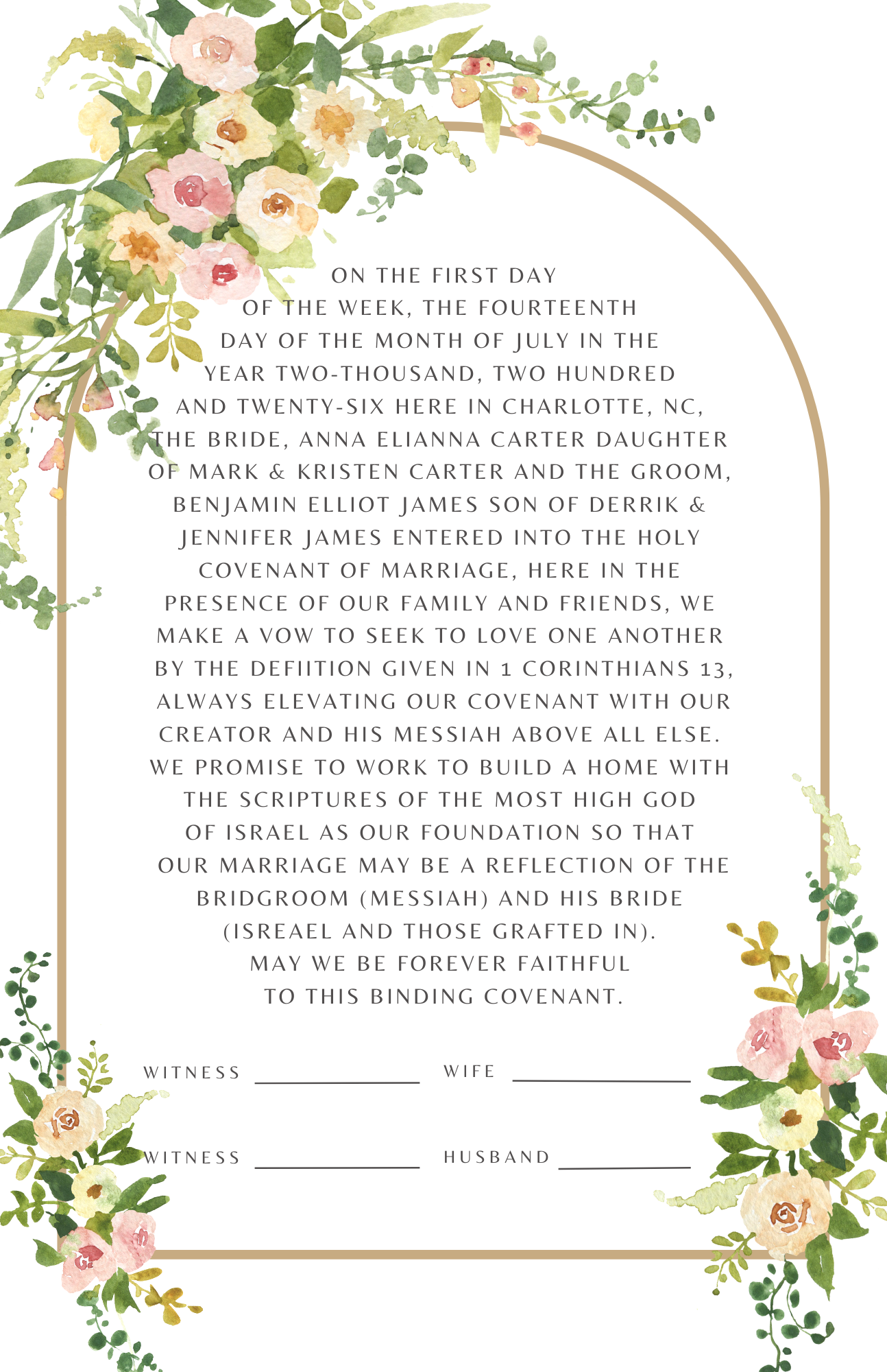 Decorative Flowers - Ketubah 11x17