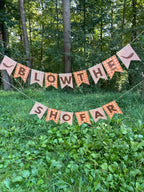 "Blow the Shofar" Orange Plaid Bunting Banner