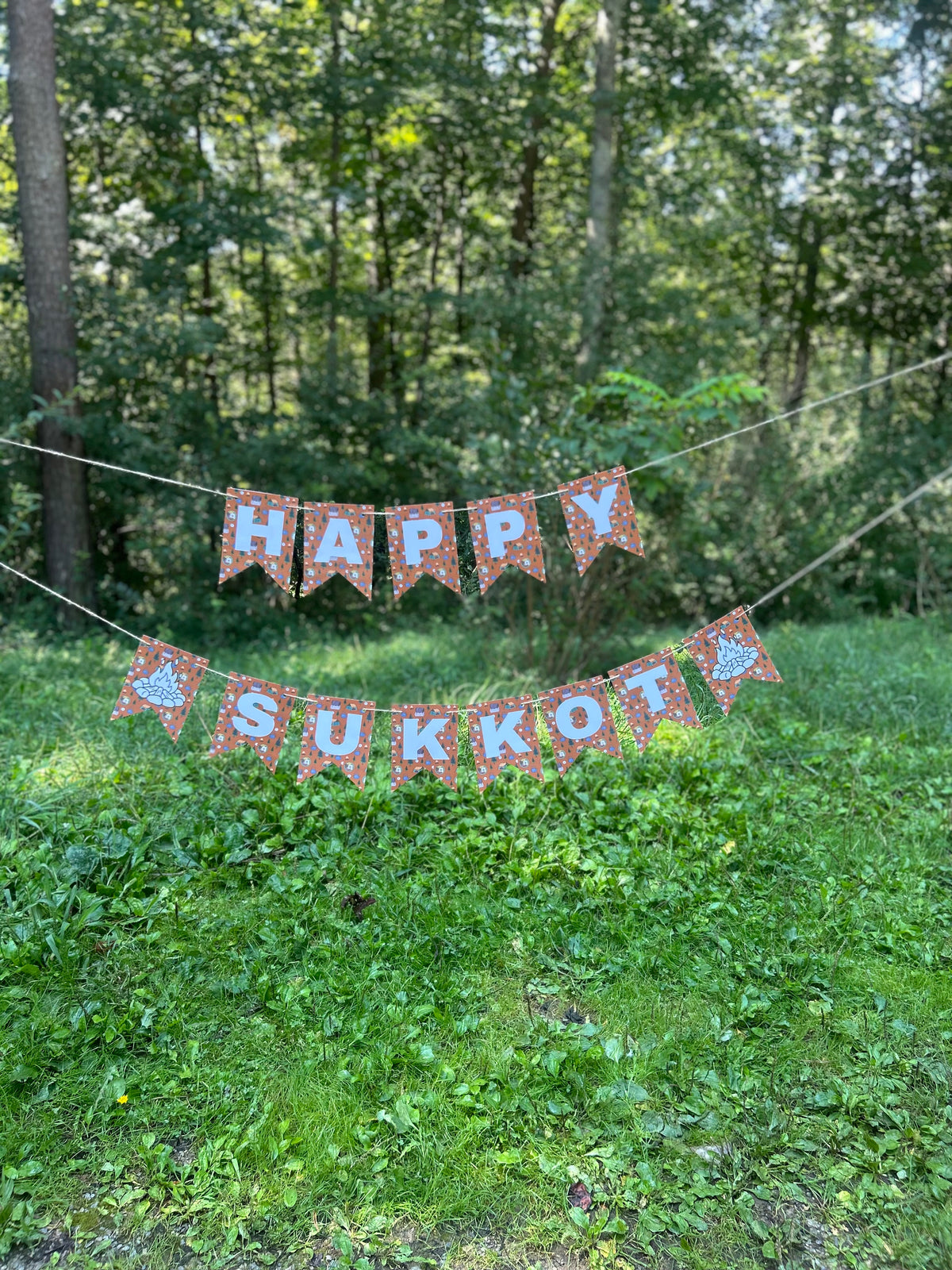 "Happy Sukkot" Autumn Breakfast Orange Bunting Banner