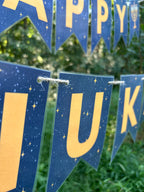 “Happy Hanukkah” Golden Menorah Bunting Banner