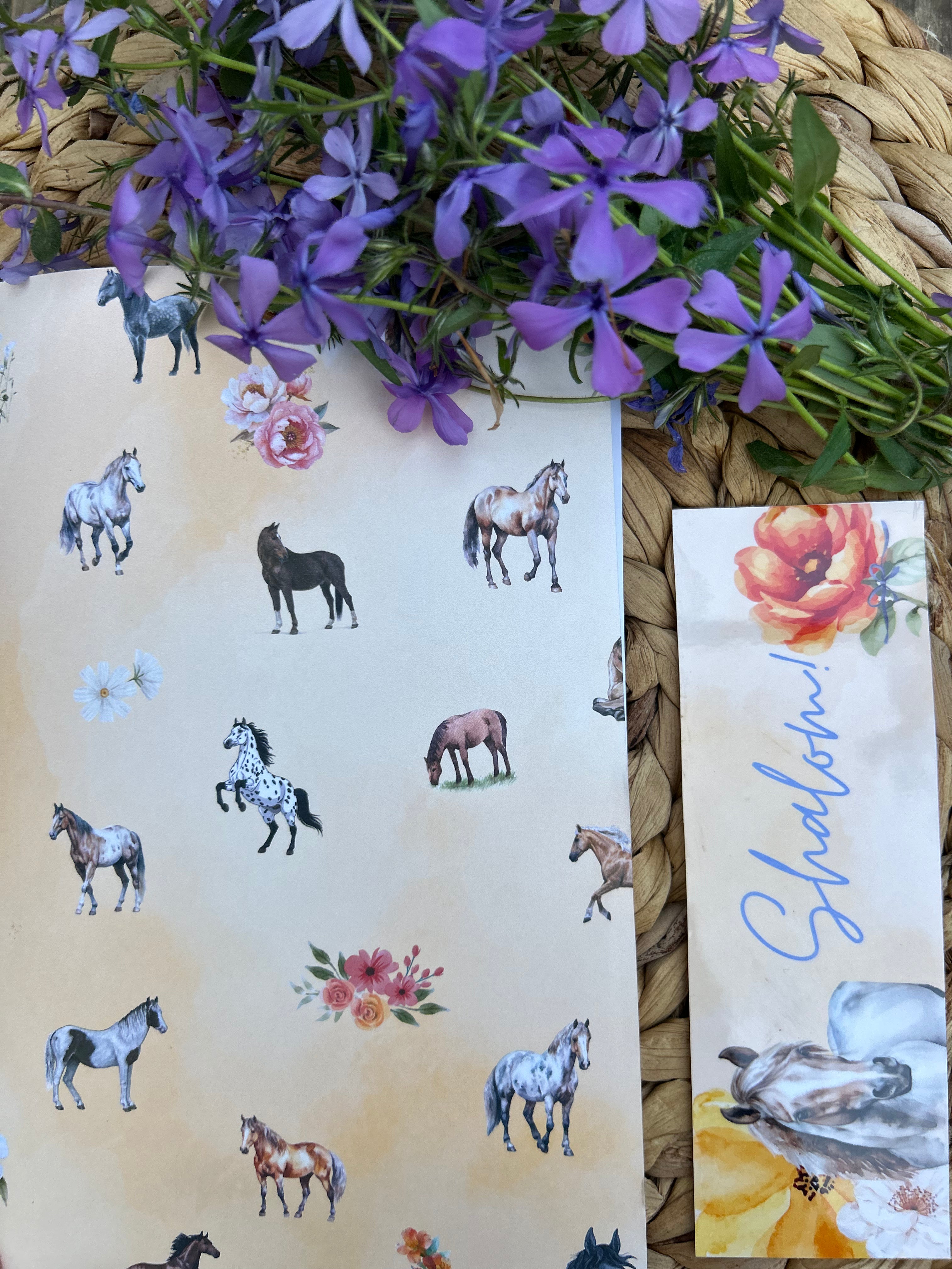 "Horses of Courage" Blank Notebook and Matching Shema Bookmark
