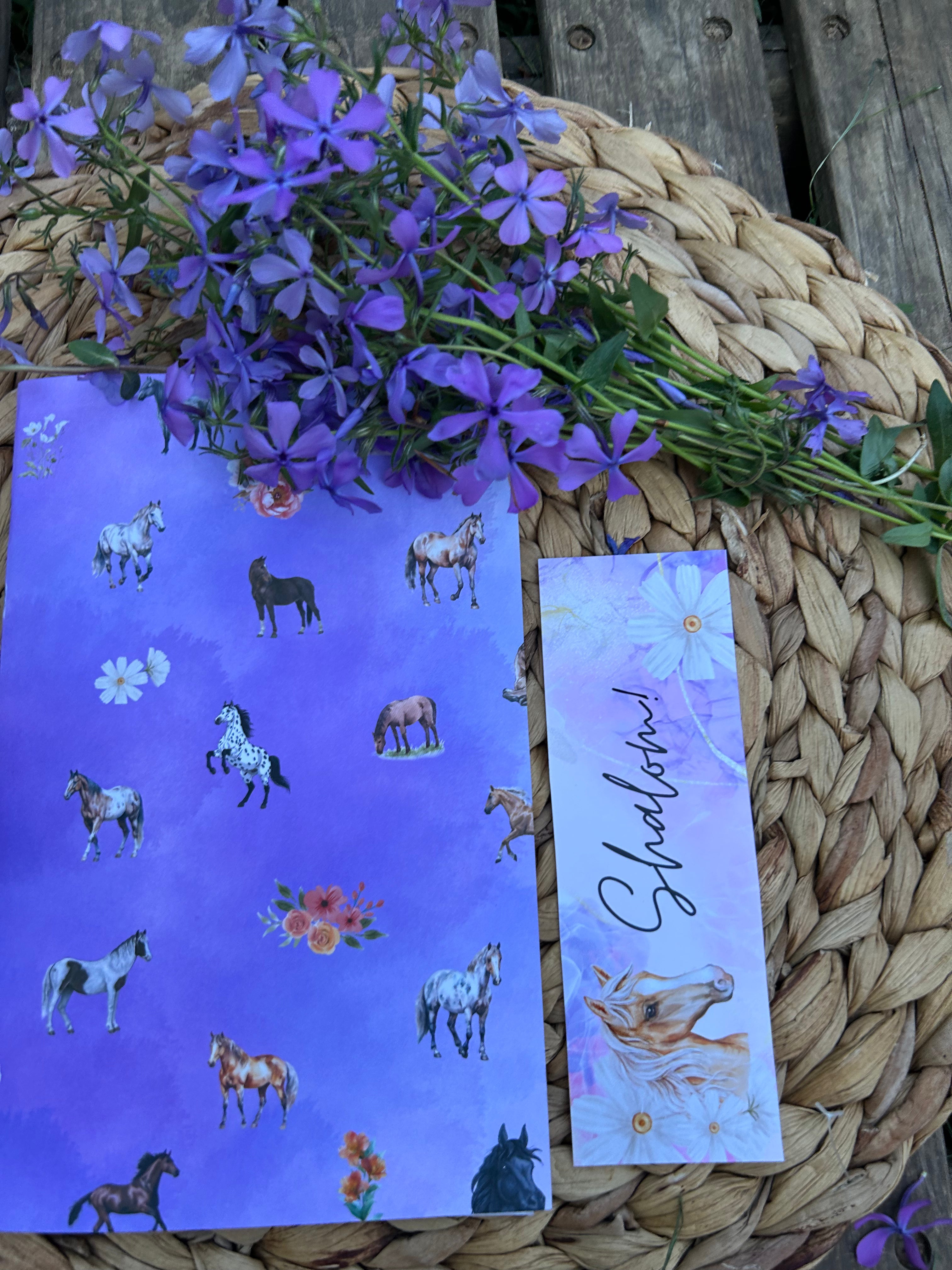 "Horses of Courage" Blank Notebook and Matching Shema Bookmark