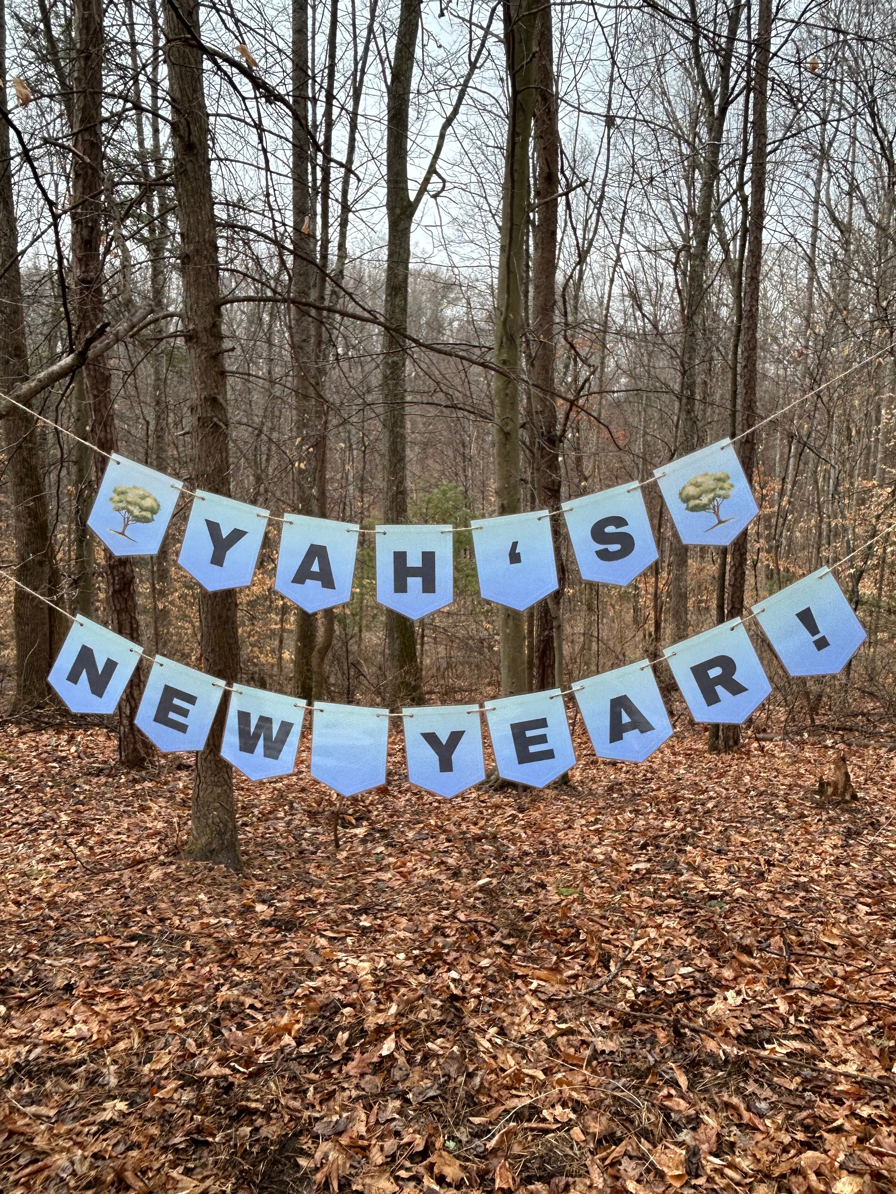 Biblical New Year "Yah's New Year!" Sky Blue New Life Terebinth Tree Bunting Banner
