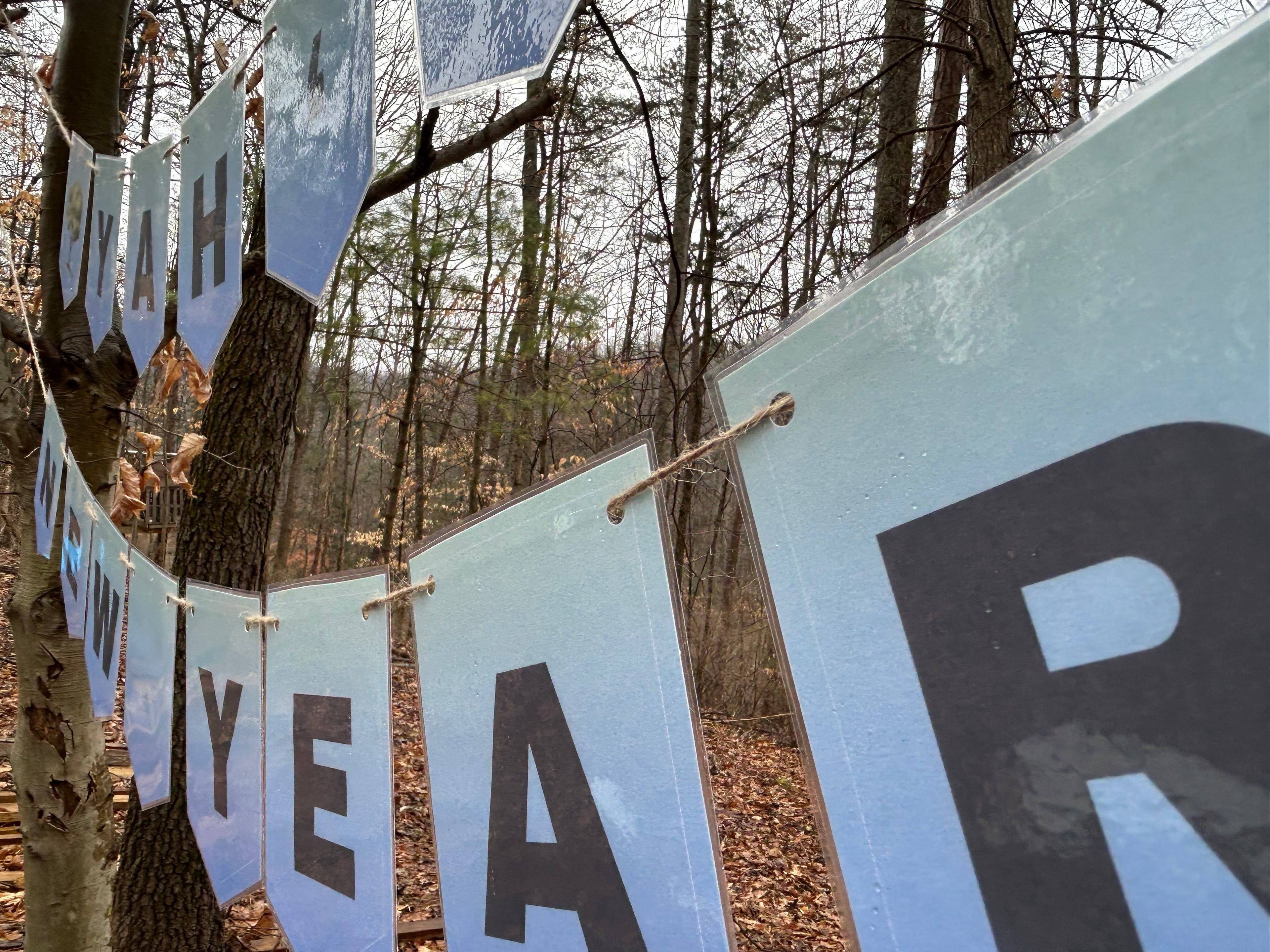 Biblical New Year "Yah's New Year!" Sky Blue New Life Terebinth Tree Bunting Banner